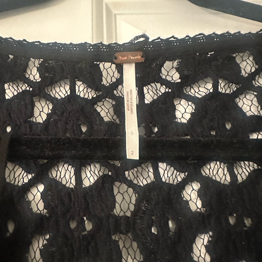 Free People Black Crochet Long Sleeve Dress - Picture 3 of 5